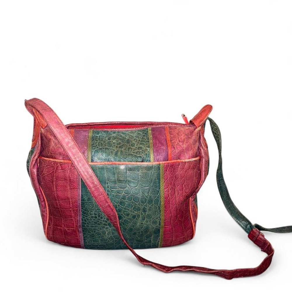 Vintage Sharif 80s/90s Multicolor Patchwork Leather Shoulder Bag - Picture 3 of 6